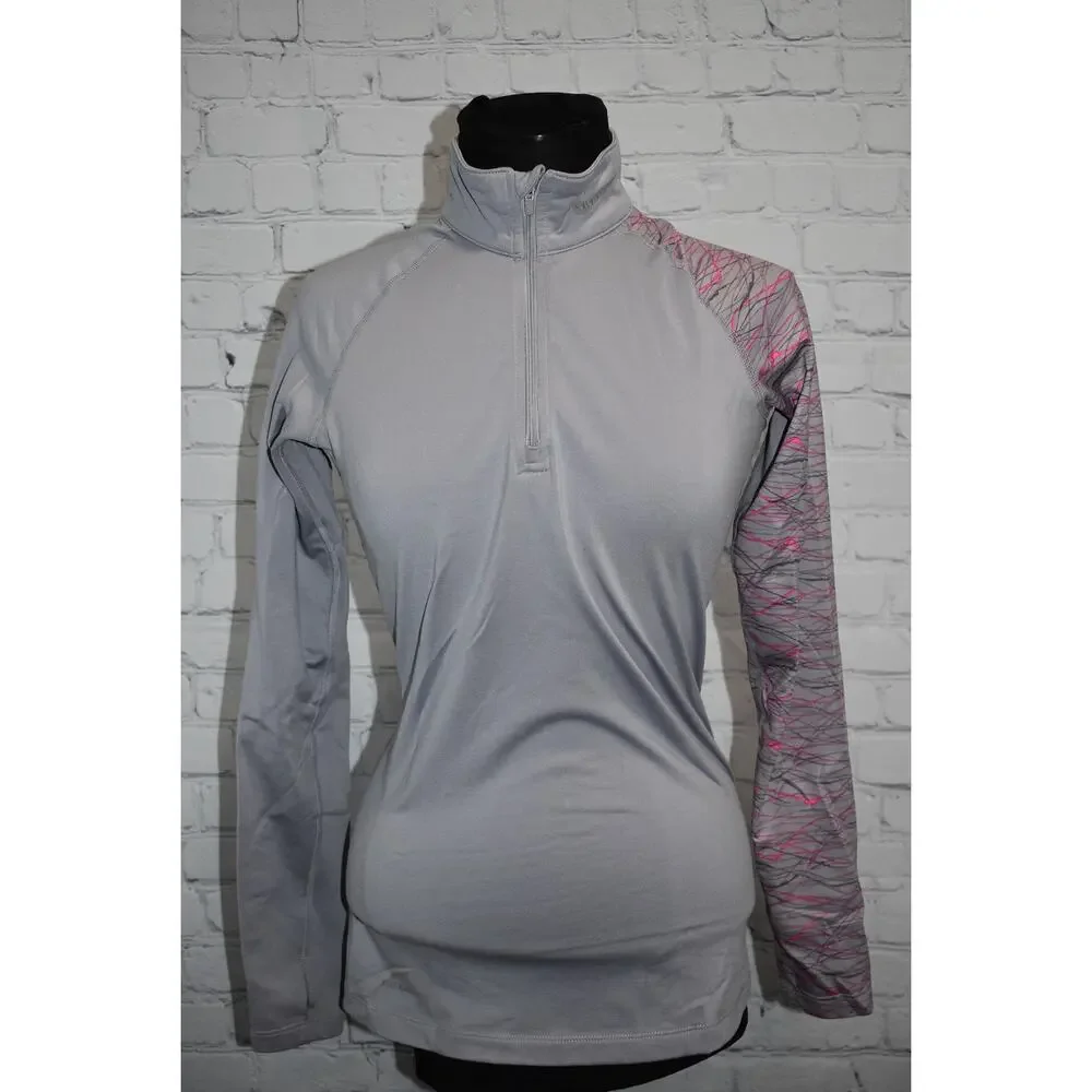 Nike Pro Combat Shirt Womens Size Medium Fitted 1/4 Zip Dri-Fit Performance Gray